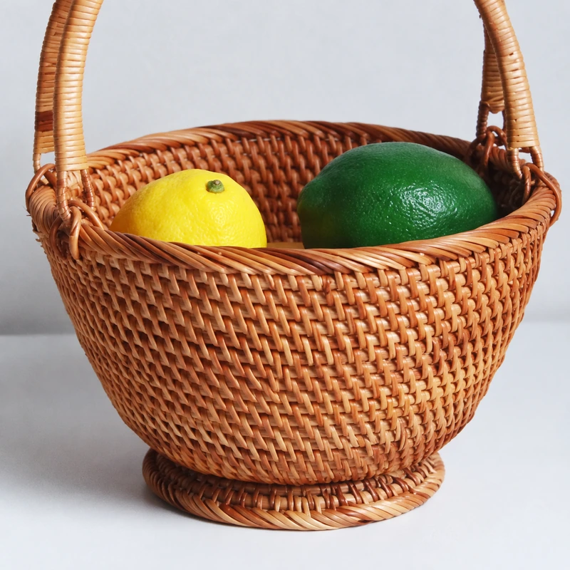 Rattan Fruit Basket with Handle | 2 Sizes 2 rattan fruit basket with handle construction detail