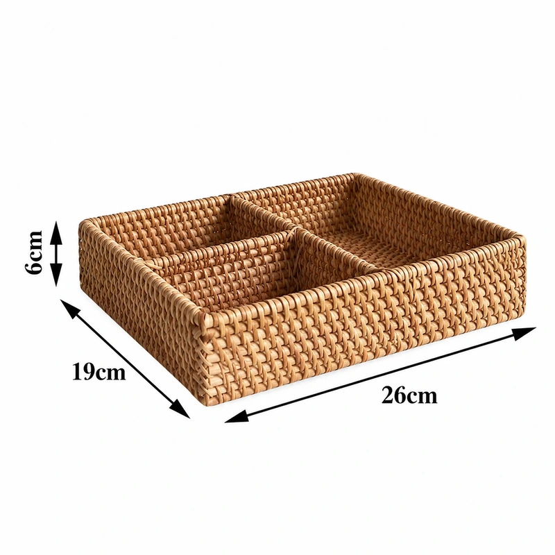three compartment rattan tray product photograph