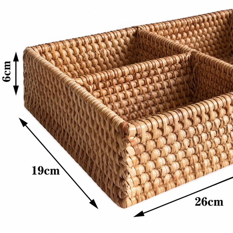 three compartment rattan tray construction detail