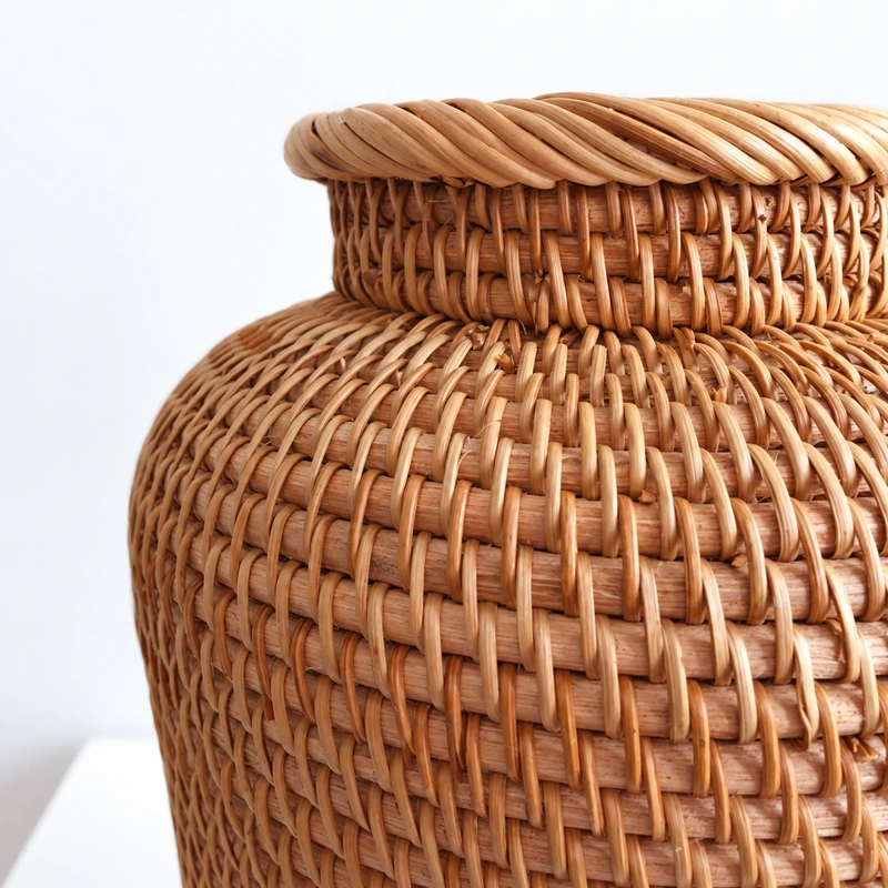 Woven Rattan Vase | 20 cm 9 woven rattan vase construction detail