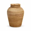 Woven Rattan Vase | 20 cm 3 woven rattan vase on a white background