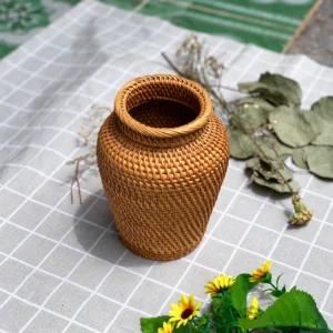 Woven Rattan Vase | 20 cm 2 woven rattan vase design view 3