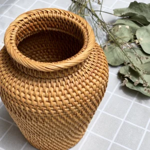 Woven Rattan Vase | 20 cm 3 woven rattan vase design view 4