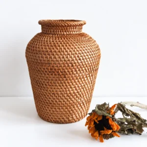 Woven Rattan Vase | 20 cm 6 woven rattan vase design view 7