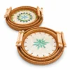 ceramic inlay rattan tray on a white background