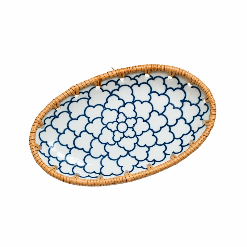 Oval Ceramic Rattan Dish | 20 × 12 cm 2 oval ceramic rattan dish construction detail