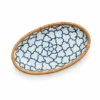 Oval Ceramic Rattan Dish | 20 × 12 cm 3 oval ceramic rattan dish on a white background