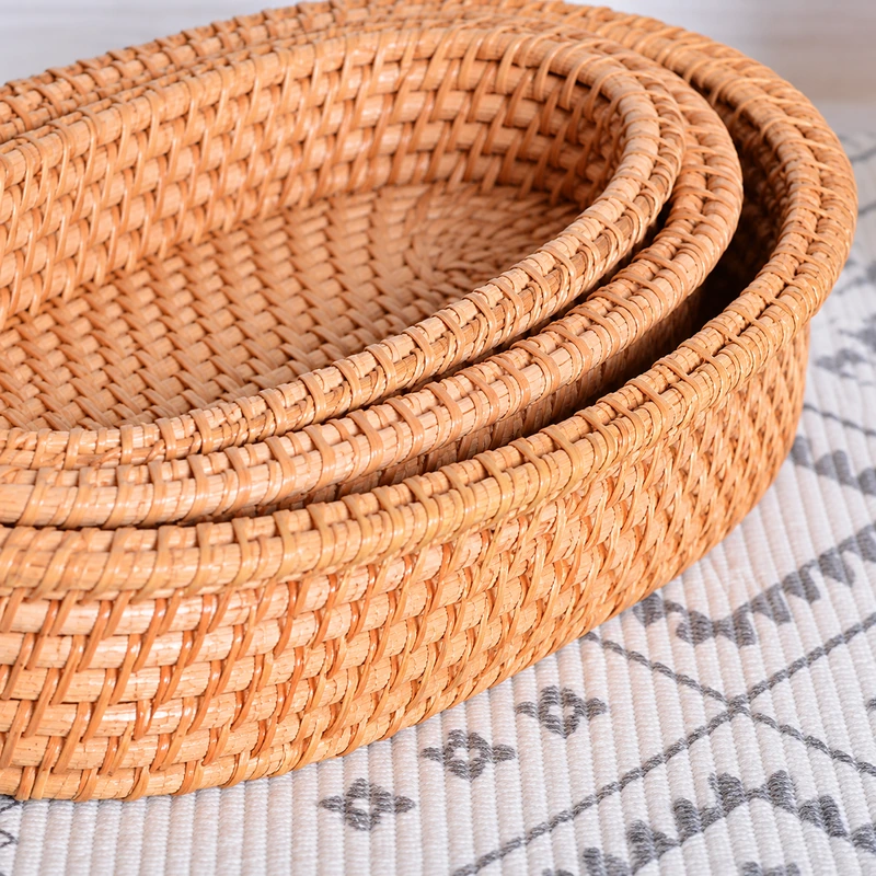 Oval Nesting Rattan Baskets | Set of 3 2 oval nesting rattan baskets construction detail