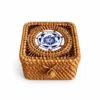 Square Ceramic Lid Rattan Box | 11 cm 3 square ceramic lid rattan box on a white background
