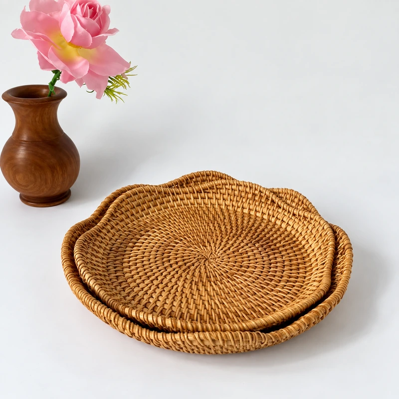 scalloped rattan plates product photograph