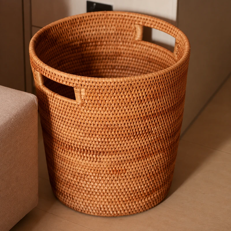 rattan laundry basket product photograph