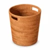rattan laundry basket on a white background