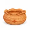 wavy rim rattan pot on a white background