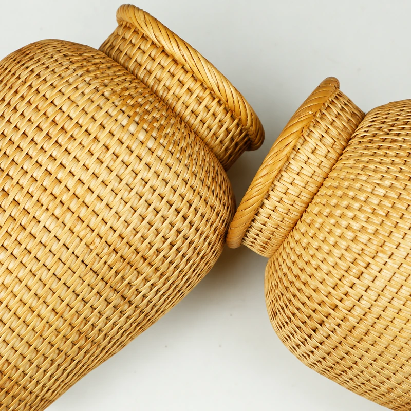 rattan vase sleeves woven detail