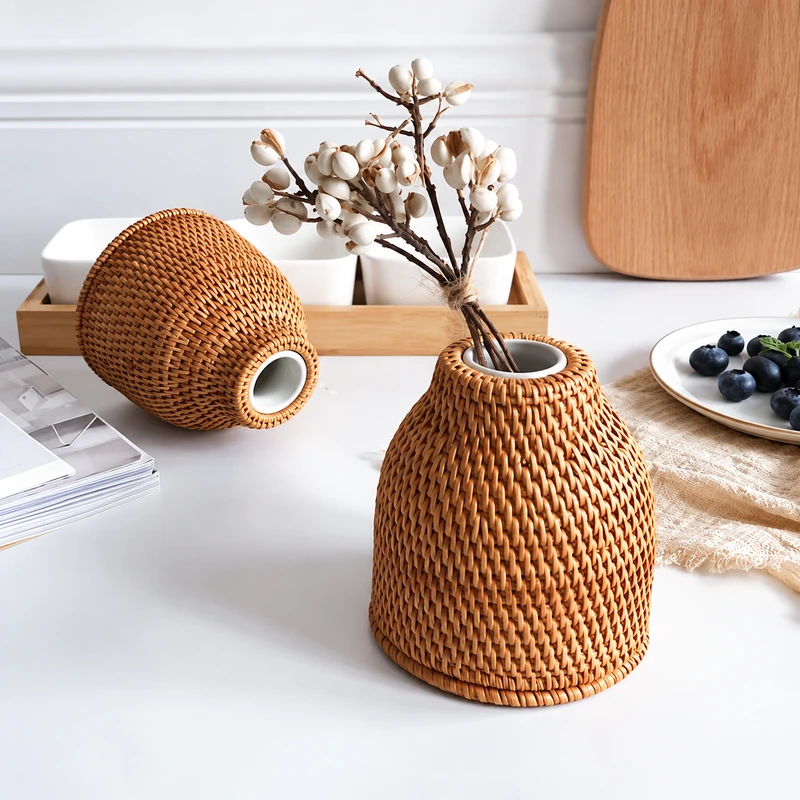 Bell Shaped Rattan Vases | 2 Forms 1 bell shaped rattan vases product photograph
