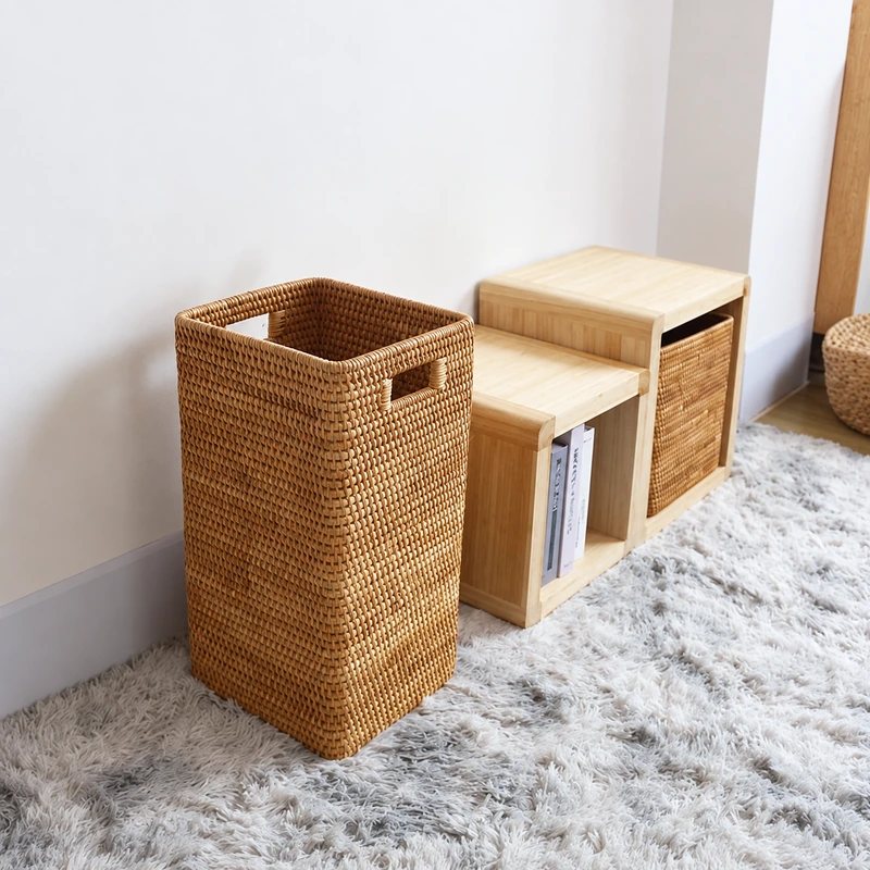 Tall Rectangular Rattan Basket | Open Top 1 tall rectangular rattan basket product photograph