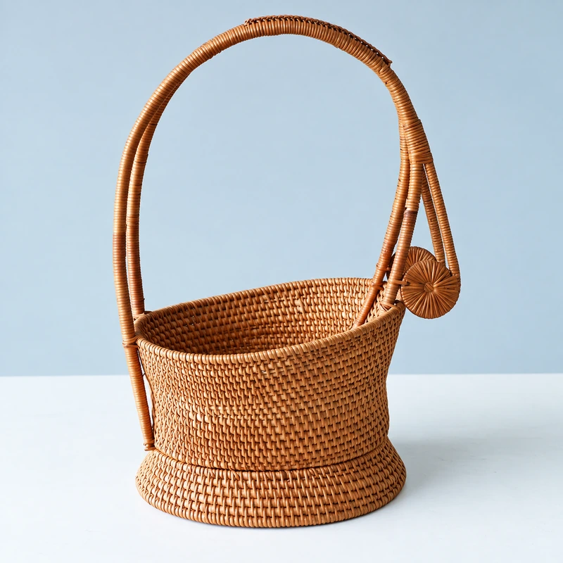 tall handle rattan basket product photograph