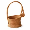 Tall Handle Rattan Basket | Pedestal Base 3 tall handle rattan basket on a white background