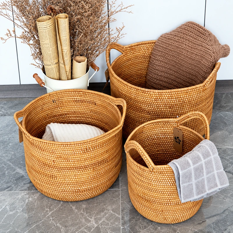 round rattan storage tubs product photograph