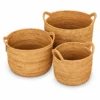 Round Rattan Storage Tubs | Graduated Sizes 3 round rattan storage tubs on a white background