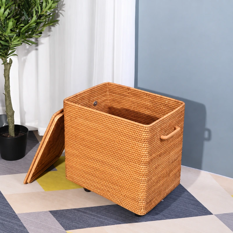 square rattan storage hamper product photograph