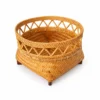 Openwork Rattan Pedestal Bowl | Raised Base 3 openwork rattan pedestal bowl on a white background