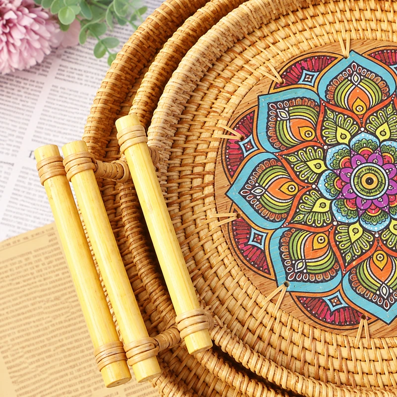Mandala Rattan Serving Trays | 3 Sizes 2 mandala rattan serving trays construction detail