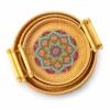 mandala rattan serving trays on a white background