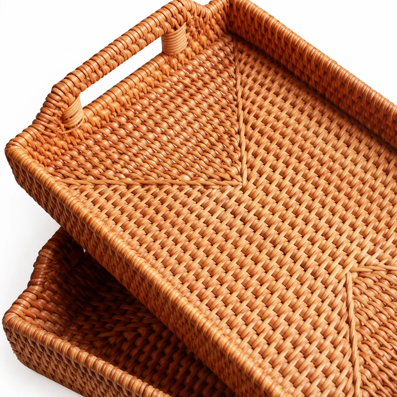 rectangular handled rattan trays construction detail