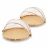 bamboo mesh food covers on a white background