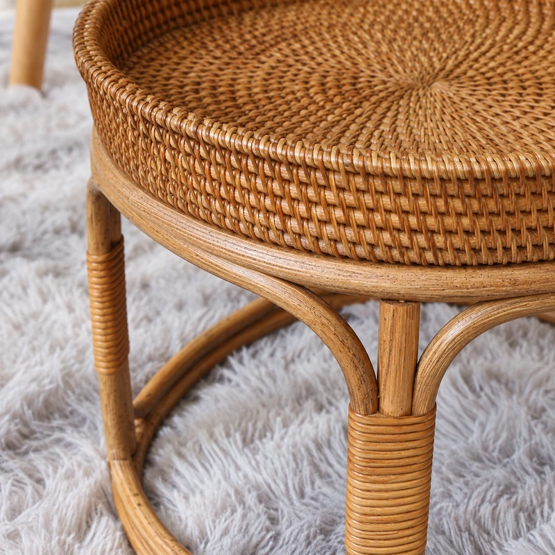 Round Rattan Side Table | Tray Top 2 round rattan side table construction detail