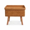 Rectangular Rattan Side Table | Wooden Legs 3 rectangular rattan side table on a white background