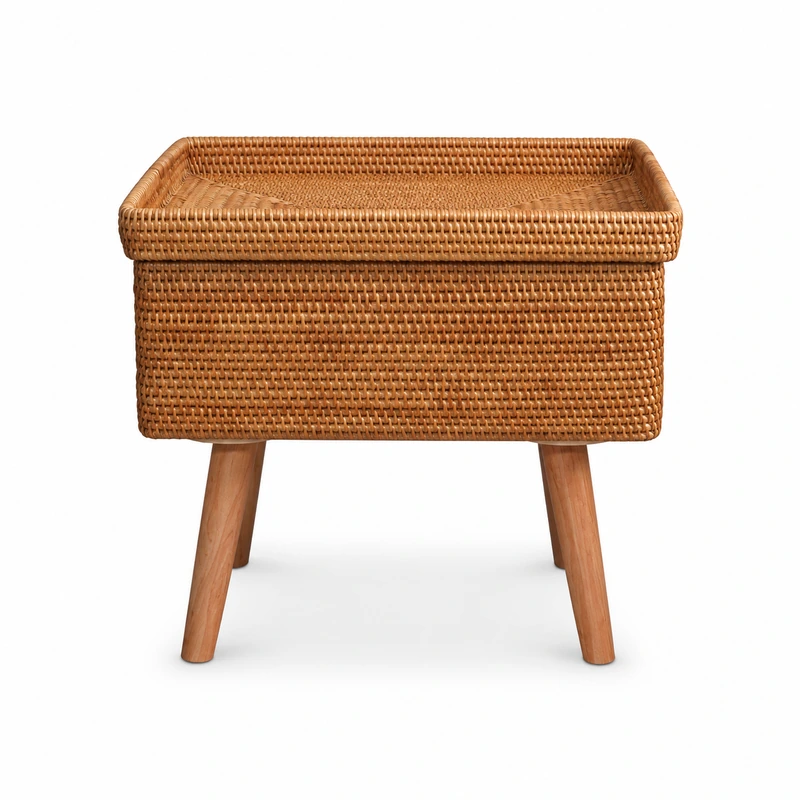 rectangular rattan side table on a white background rectangular rattan side table on a white background