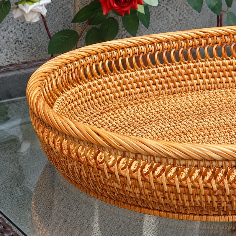 plain oval rattan trays construction detail