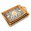 ceramic rectangular rattan trays on a white background