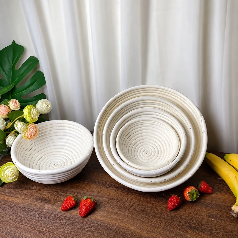 white coiled rattan bowls product photograph