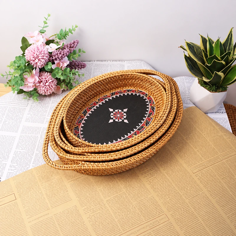 black centre rattan oval trays product photograph
