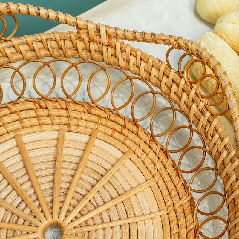 Hexagonal Openwork Rattan Plates | 2 Sizes 2 hexagonal openwork rattan plates construction detail