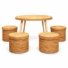 Rattan Storage Stool Set | 5 Pieces 3 rattan storage stool set on a white background