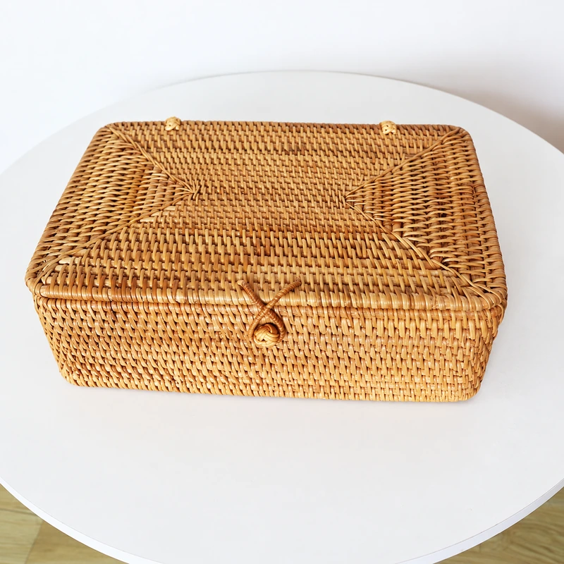 rectangular rattan clasp box product photograph