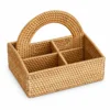 arched handle rattan caddy on a white background