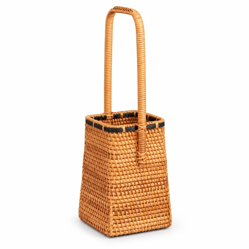 rectangular rattan flower holder on a white background rectangular rattan flower holder on a white background
