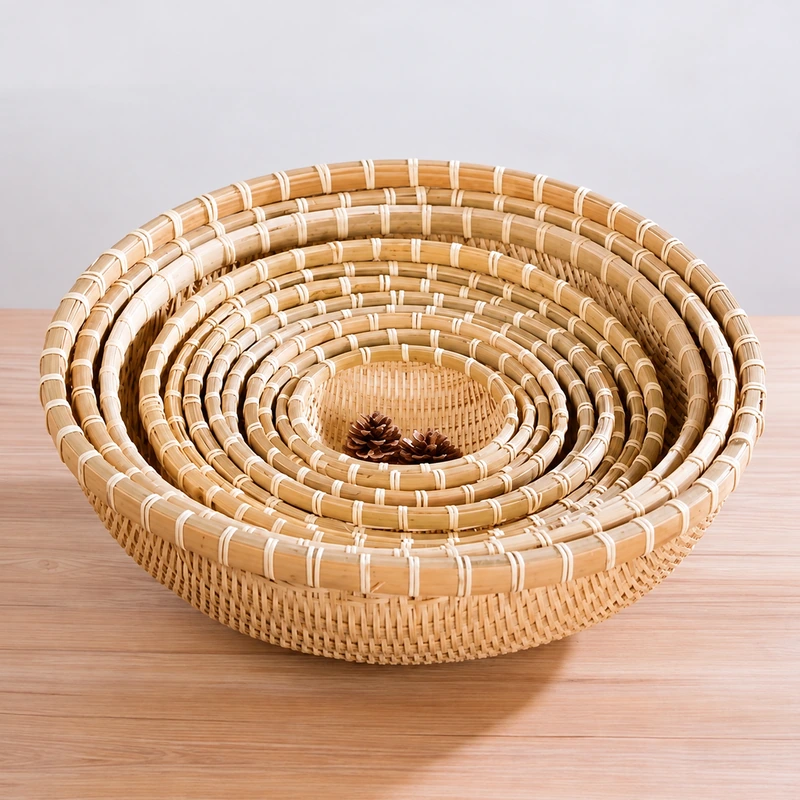 Nested Bamboo Woven Baskets | 6 Sizes 1 nested bamboo woven baskets product photograph