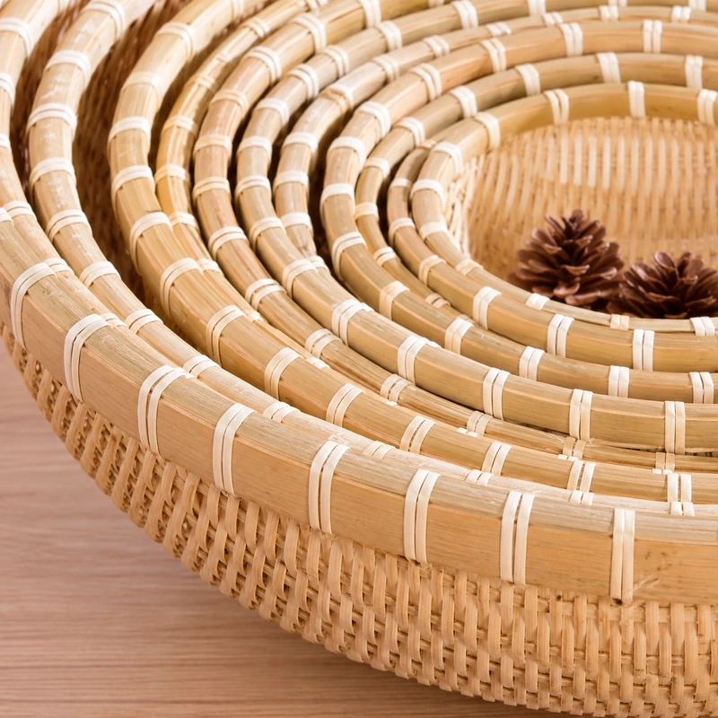 Nested Bamboo Woven Baskets | 6 Sizes 2 nested bamboo woven baskets construction detail