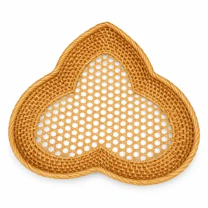clover rattan display basket on a white background
