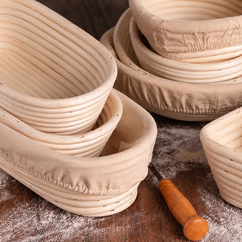 Natural Coiled Rattan Bowls | Round and Oval 2 natural coiled rattan bowls construction detail
