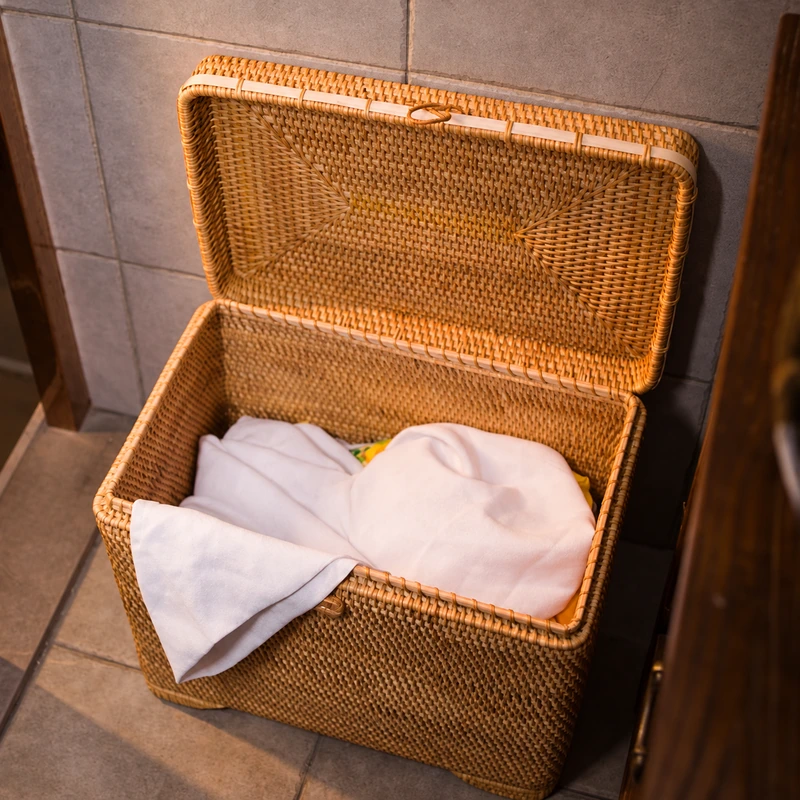Hinged Rattan Storage Trunk | Open Lid 1 hinged rattan storage trunk product photograph