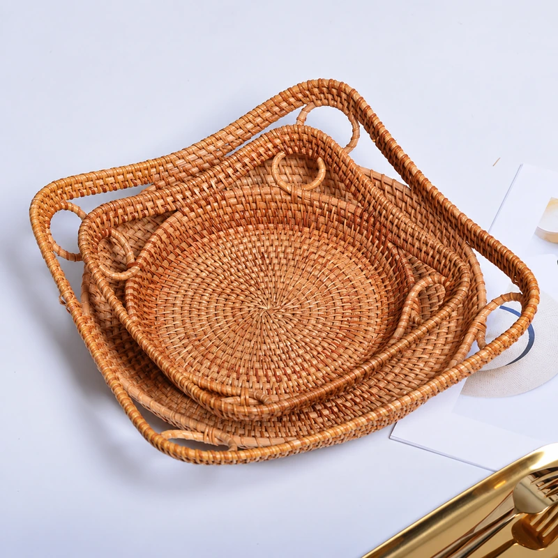 Loop Handle Rattan Trays | 2 Shapes 1 loop handle rattan trays product photograph
