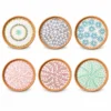 Round Shell Inlay Rattan Trays | 2 Sizes 3 round shell inlay rattan trays on a white background