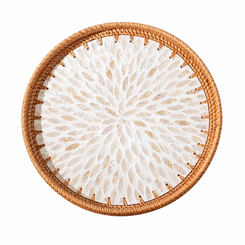 round shell inlay rattan trays pattern and size reference 5 round shell inlay rattan trays pattern and size reference 5